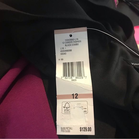 Jones New York Dress Women’s Size 12 Black Purple Red Color Block Sleeveless - Picture 9 of 10